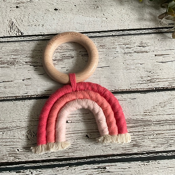 4/$20!! Boutique Baby Rainbow Macrame Baby Teether Wooden Toy - Picture 7 of 9
